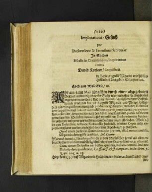 Implorations-Gesuch pro Declaratione & Extensione ... [.u. a.]