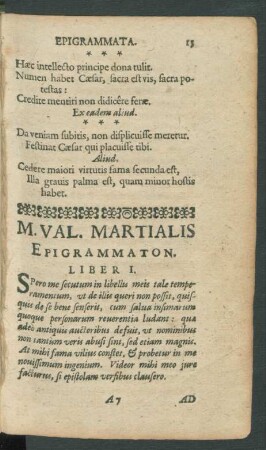 M. Val. Martialis Epigrammaton. Liber I.