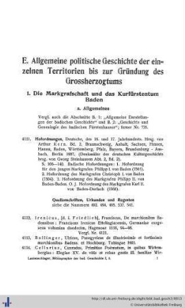 1. Die Markgrafschaft und das Kurfürstentum Baden.