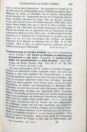 297-298 [Rezension] Die Quellen zur Geschichte der Entstehung des Kirchenstaates