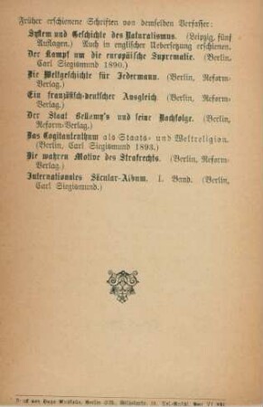 Früher erschienene Schriften von demselben Verfasser