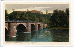 Wechselburg. Muldenbrücke und Schloss