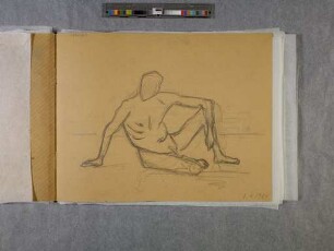 Aus dem Zeichenheft Corona Krause Klasse 1b (sitzender Männerakt aus dem Unterricht - Aktzeichnen - bei Oskar Schlemmer und rückseitig Stillleben aus dem Unterricht - analythisches Zeichnen - bei Wassily Kandinsky)