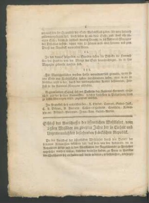Schluß des Ausschusses der öffentlichen Wohlfahrt , vom 25sten Messidor im zweyten Jahre ...