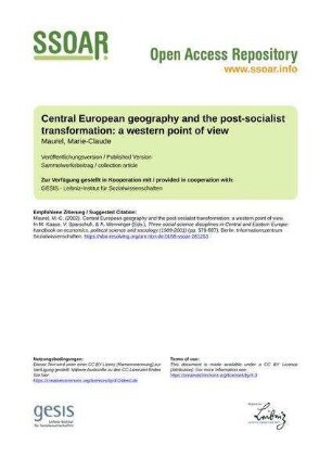 Central European geography and the post-socialist transformation: a western point of view