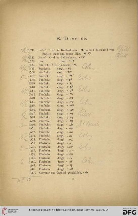E. Diverse (Nr. 531- 633)