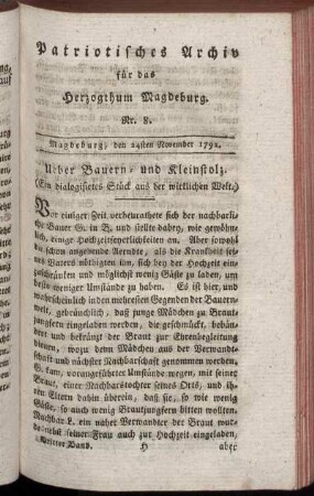 Nr. 8. Magdeburg, den 24sten November 1792