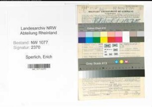 Entnazifizierung Erich Sperlich , geb. 09.10.1910 (Polizist)