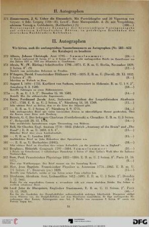 II. Autographen (Nr. 372-622)