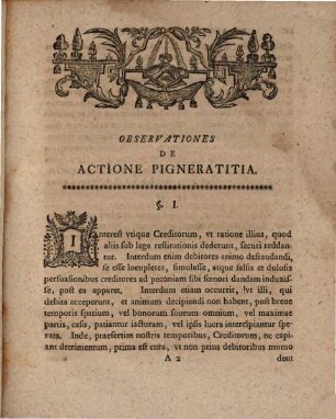 Observationes De Actione Pigneratitia