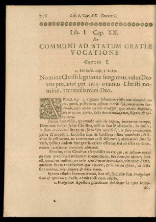 Cap. XX. De Communi Ad Statum Gratiae Vocatione.