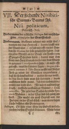 VII. Der siebende Nisibitische Stamm-Baums Ast. Nisi politicum. Politisch-Nisi.