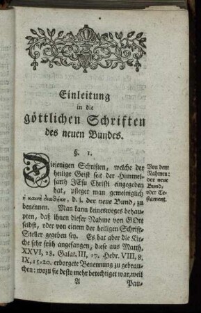 Einleitung in die göttlichen Schriften des neuen Bundes.
