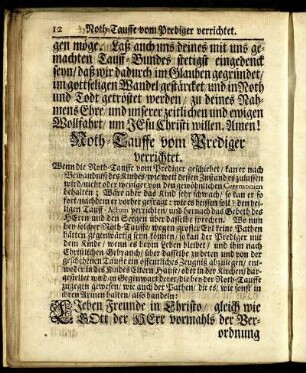 Noth-Tauffe vom Prediger verrichtet.