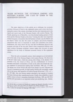 Trade Between The Ottoman Empire And Western Europe: The Case Of İzmir In The Eighteenth Century