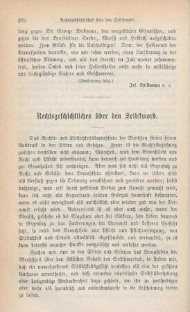 270-284 Rechtsgeschichtliches über den Selbstmord
