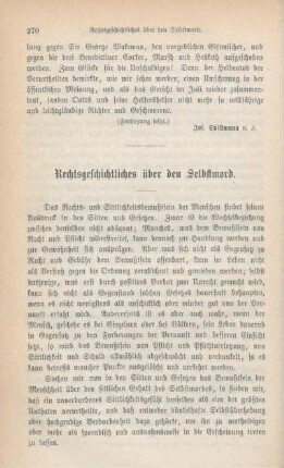 270-284 Rechtsgeschichtliches über den Selbstmord