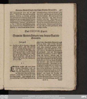 Das CXXXVIII. Capitel. Gemeine Anmerckungen von denen Garten-Gewächsen.