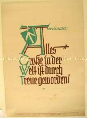 Schmuckblatt mit einem Spruch von Baldur von Schirach