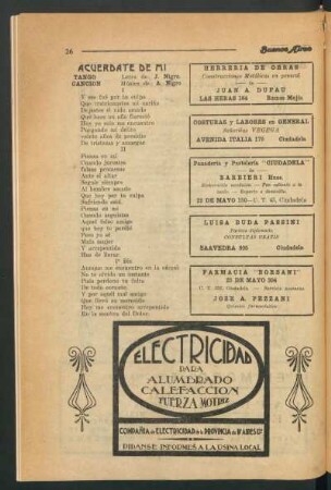 Acuerdate de mi : Tango canción