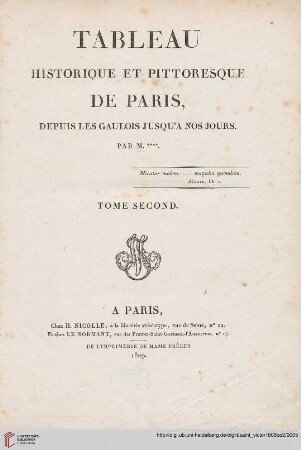 Band 2: Tableau historique et pittoresque de Paris: depuis les Gaulois jusqu'à nos jours