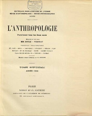 L' anthropologie. 7. 1896