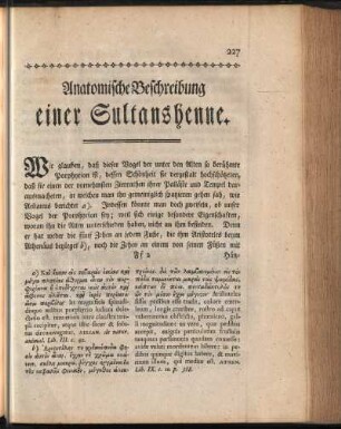 Anatomische Beschreibung einer Sultanshenne
