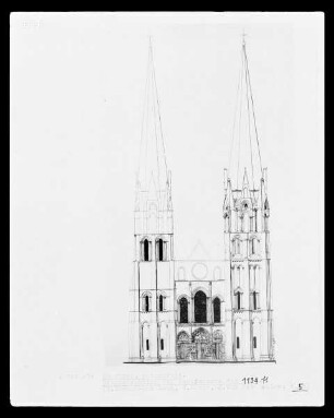 Chartres, Kathedrale, Rekonstruktion der Westfassade, Zustand 1134
