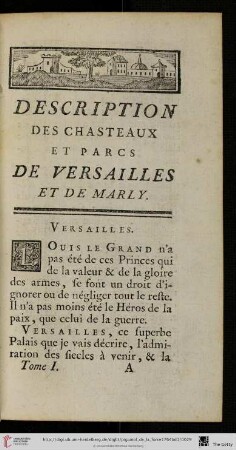 Description des chateaux et parcs de Versailles et de Marly