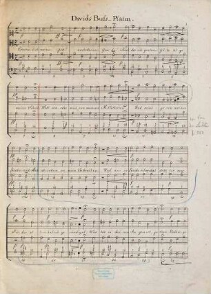 UTILE DULCI Vogler's belehrende musikalische Herausgaben. [2], Davids Buß-Psalm nach Moses Mendelsohns Uebersetzung im Choral-Styl zu vier wesentlichen und selbstständigen Singstimmen doch willkürlichen Tenor
