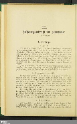II. Anschauungsunterricht und Heimatkunde