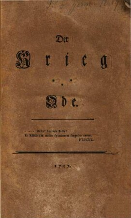 Der Krieg : Ode