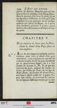 Chapitre V. De la maniere de lever avec la Planchette le detail d’un Pays sans en rien mesurer