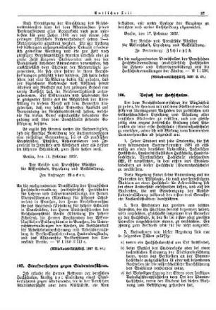 Besuch der Hochschulen : [Wissenschaft] ; [Für das Reich] ; [Amtliche Erlasse] ; [Amtlicher Teil]