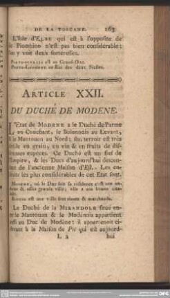 Article XXII. Du Duché De Modene