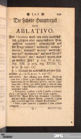 Die sechste Hauptregel vom Ablativo.
