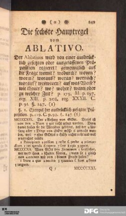 Die sechste Hauptregel vom Ablativo.