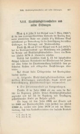 XIII. Wohlthätigkeitsanstalten und milde Stiftungen