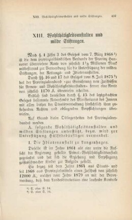 XIII. Wohlthätigkeitsanstalten und milde Stiftungen