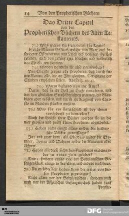 Das Dritte Capitel von den Prophetischen Büchern des Alten Testaments.