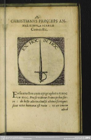 Christianus Princeps Anhaltinus, Ascaniae Comes [et]c