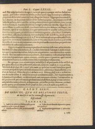 Caput LXXIV. De Indiciis, Quae Ex Relatione Testis, de maleficio noctu commisso deponentis, descendunt.
