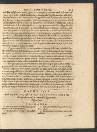 Caput LXXIV. De Indiciis, Quae Ex Relatione Testis, de maleficio noctu commisso deponentis, descendunt.