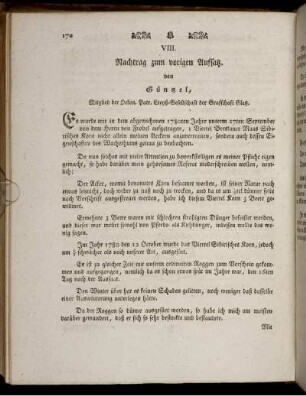 VIII. Nachtrag zum vorigen Aufsatz.