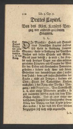 Drittes Capitel. Von des Röm. Kaysers Vorzug vor anderen gecrönten Häuptern