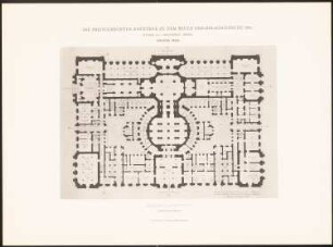 Reichstag, Berlin Zweiter Wettbewerb: Grundriss EG (aus: Die preisgekrönten Entwürfe zu dem neuen Reichstagsgebäude, Berlin 1882)