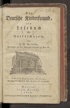 Der Deutsche Kinderfreund, ein Lesebuch für Volksschulen