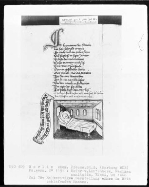Heinrich von Laufenberg, Regimen sanitatis, deutsch — Im Bett schlafender Mann, Folio 78verso