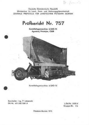 Kartoffellegemaschine 6-SAD-75