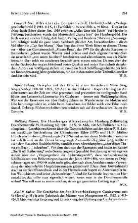 Reimer, Wolfgang :: Die Hamburger Alsterdampfer : Hamburg, Selbstverlag, 1984